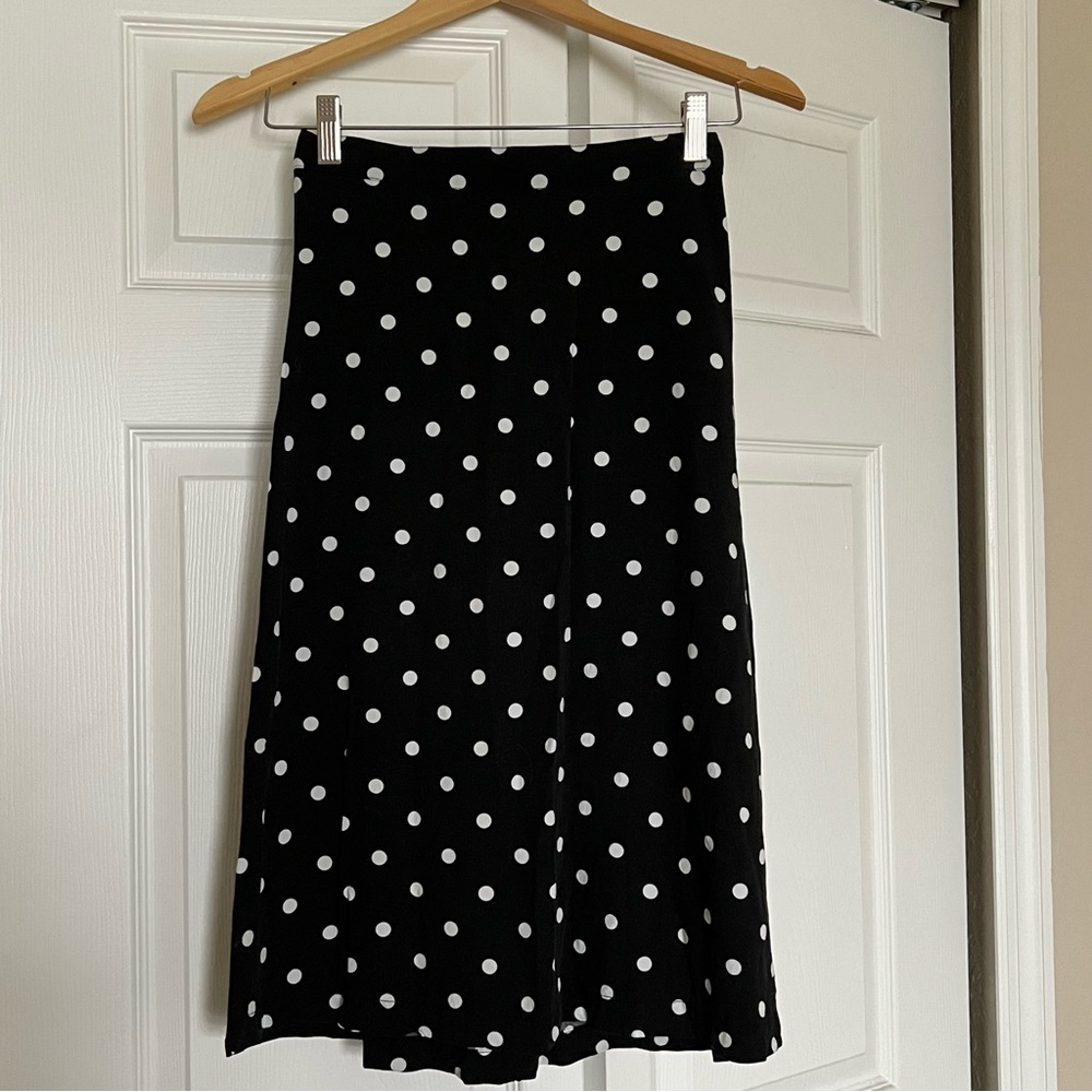 Old Navy Black & White Polka Dot Midi Skirt
